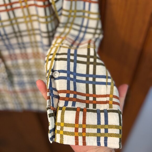 Lior Paris Button Down Multi-Colored Plaid Long Sleeve w/ Frocket - Picture 3 of 9